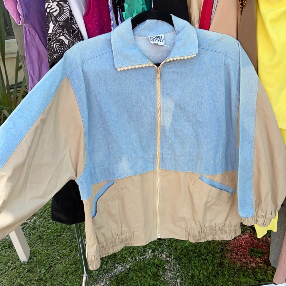 Vintage Denim/Tan bomber jacket